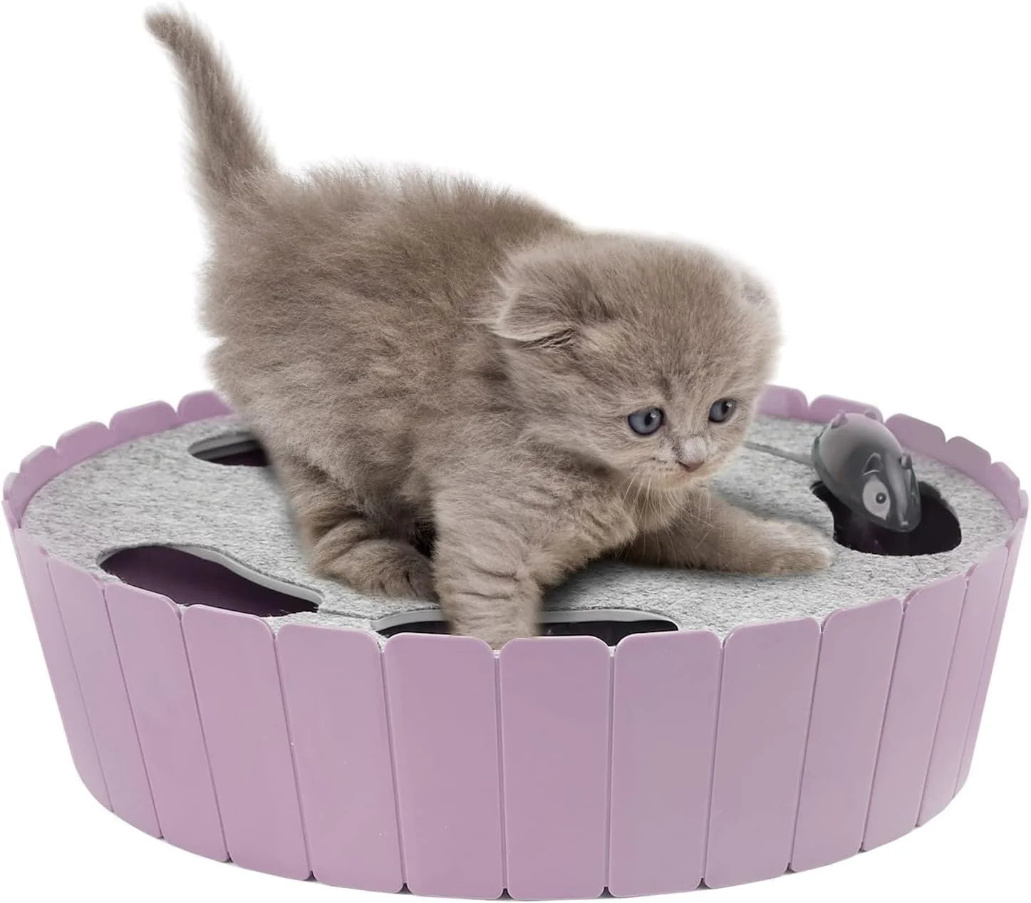 Interactive Cat Toy with Running Mouse, Automatic Track Kitten Toy | Electronic Motion Cat Toy for Indoor Cats, Pop and Play Hide Seek Cats Toys Hunting Mouse for Kitty Play Exercise,