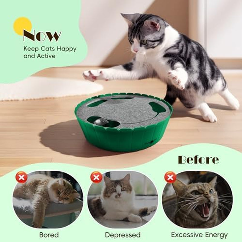 Interactive Cat Toy with Running Mouse, Automatic Track Kitten Toy | Electronic Motion Cat Toy for Indoor Cats, Pop and Play Hide Seek Cats Toys Hunting Mouse for Kitty Play Exercise,