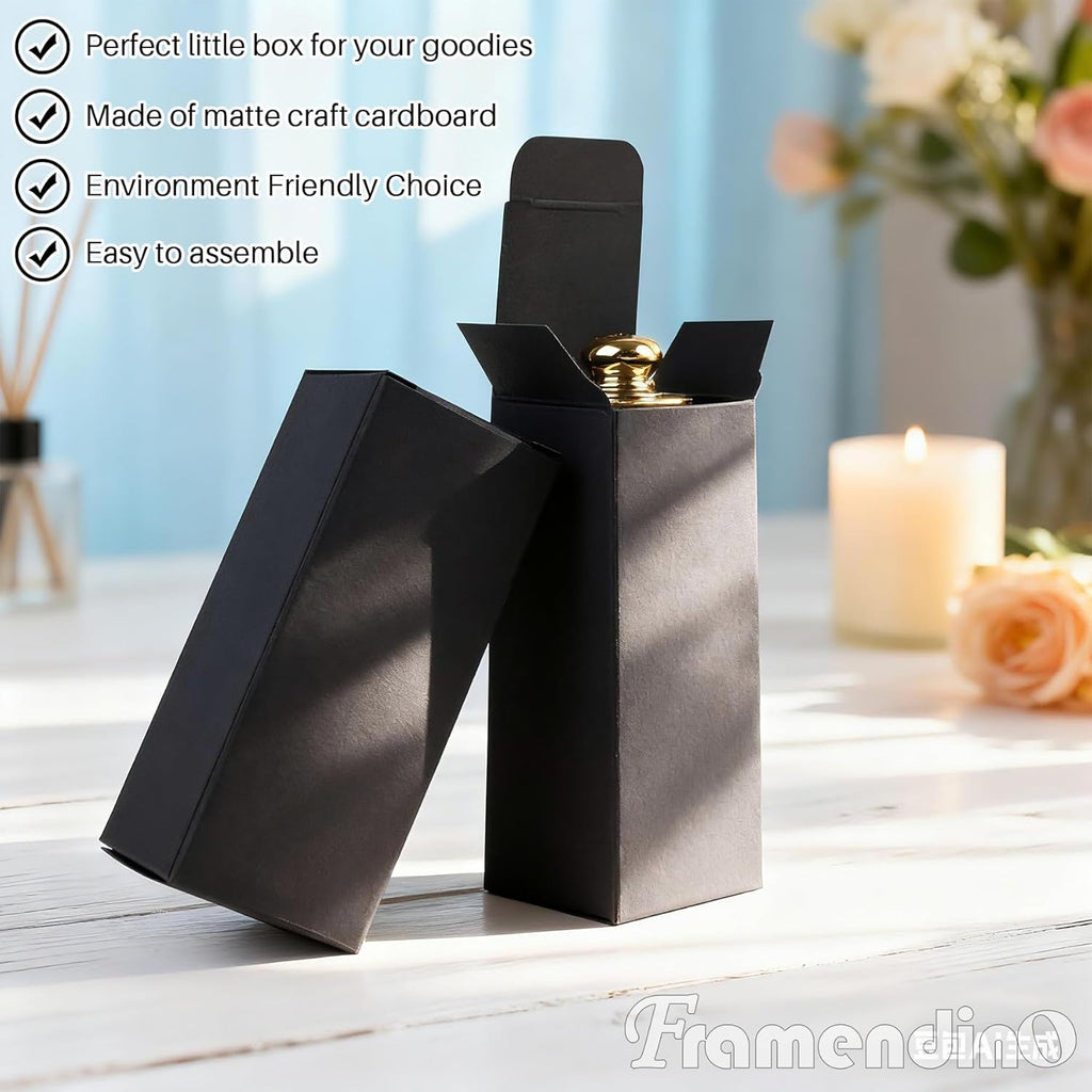 , 50 Pack Black Kraft Paper Lipstick Boxes Rectangle Bottle Reusable Lip Balm Packaging Cases Gift Wrapping Box for DIY (3.54X1.41X1.41)