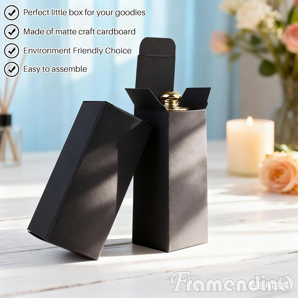 , 50 Pack Black Kraft Paper Lipstick Boxes Rectangle Bottle Reusable Lip Balm Packaging Cases Gift Wrapping Box for DIY (3.54X1.41X1.41)