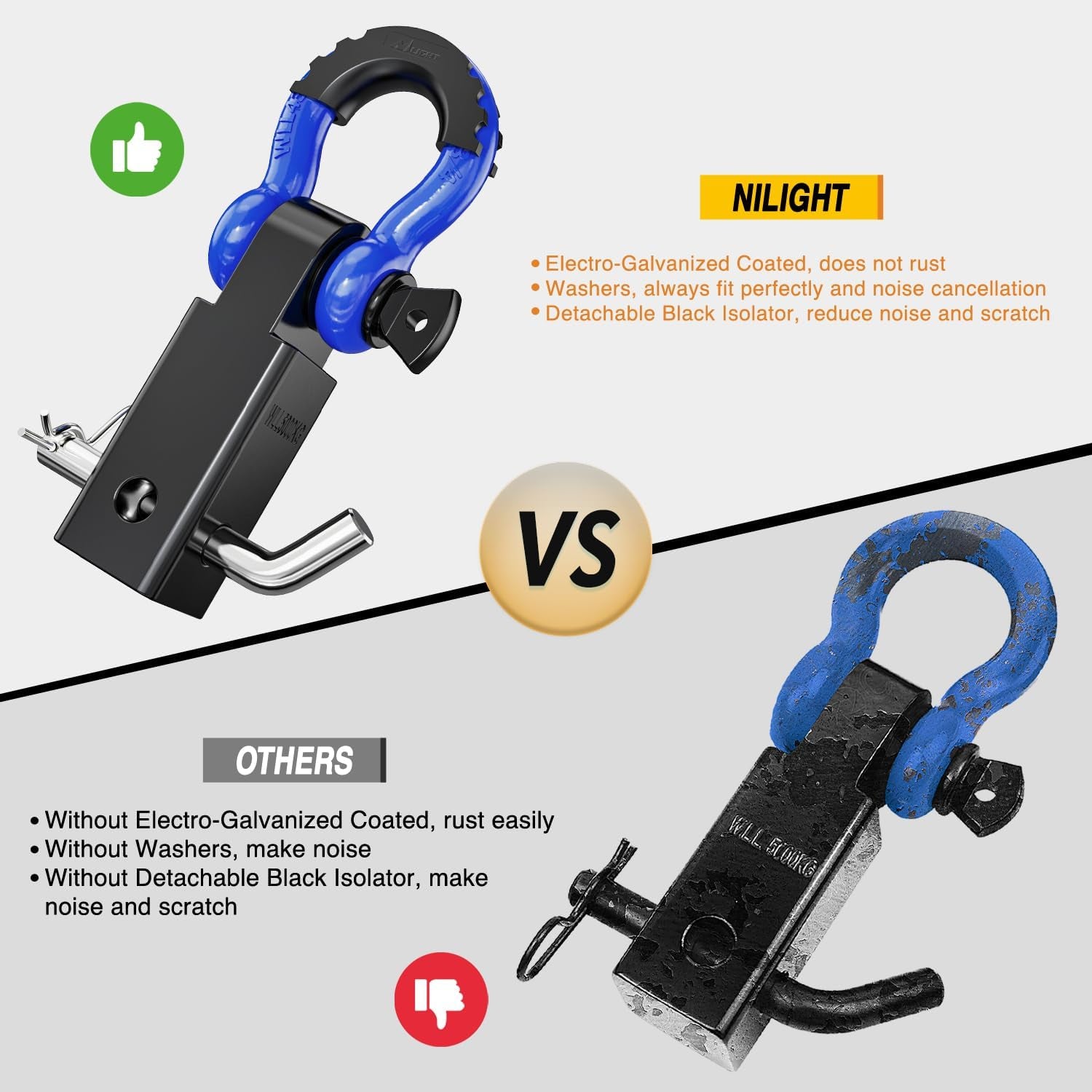Shackle Hitch Receiver 2Inch for Vehicle Recovery with 3/4" Shackle
