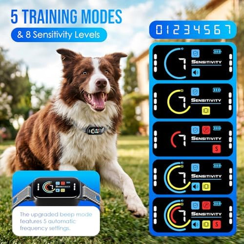 Dog Bark Collar, Auto anti Barking Collar for Large Medium Small Dogs 11-120Lbs, 7 Sensitivity Levels, 5 Safe Training Modes, Humane Bark Training Collar