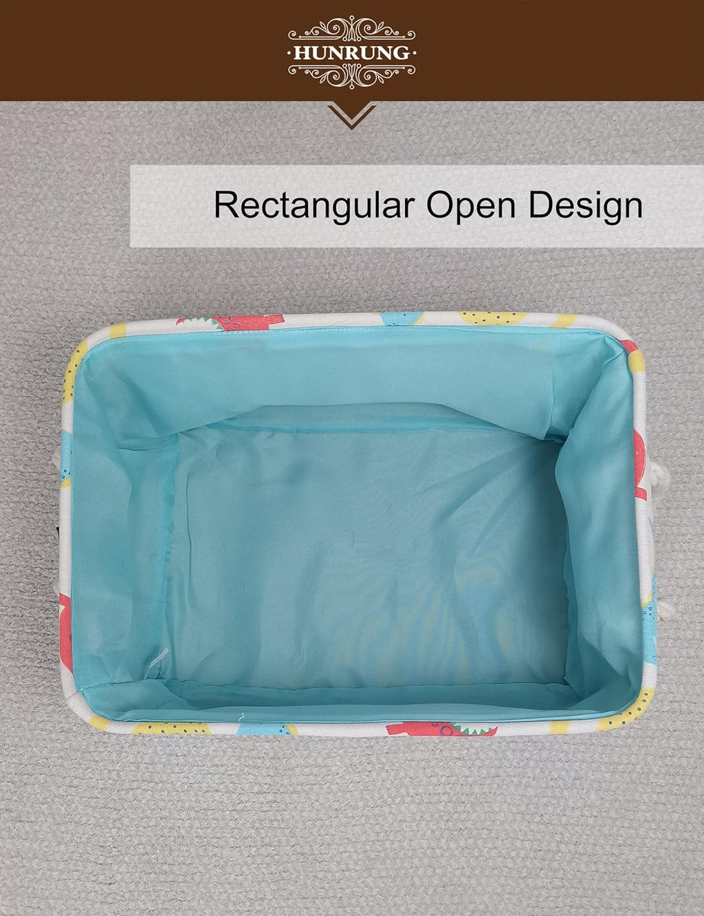 Rectangle Storage Basket Cute Canvas Organizer Bin for Pe, Dinosaur XL