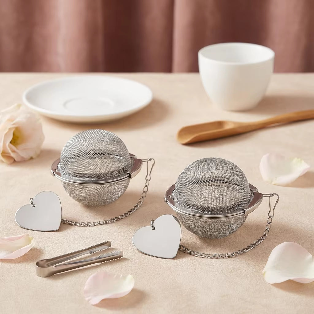 Stainless Steel 18/8 Espresso Tea Strainer Spice Seasoning Wire Mesh Soup Strainer Filter Tea Ball Infuser with Sugar Tong