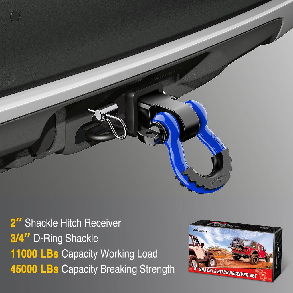 Shackle Hitch Receiver 2Inch for Vehicle Recovery with 3/4" Shackle