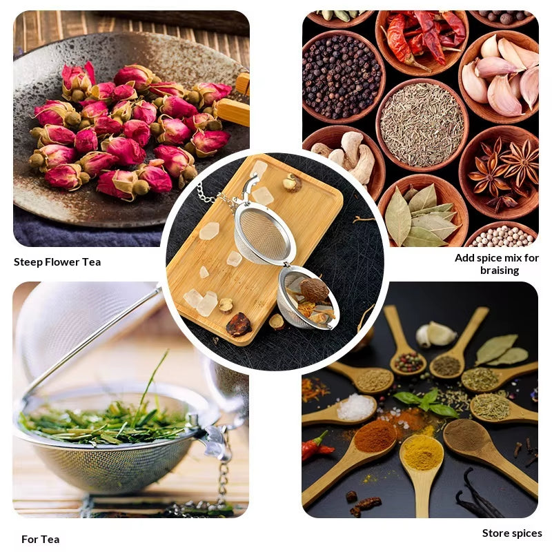 Stainless Steel 18/8 Espresso Tea Strainer Spice Seasoning Wire Mesh Soup Strainer Filter Tea Ball Infuser with Sugar Tong