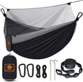 Camping Hammock with Net,Portable Lightweight Double Hammocks with Tree Straps and Solid D-Shape Hanging Hooks,Parachute Nylon Hammock for Backpacking Beach Backyard Patio Hiking