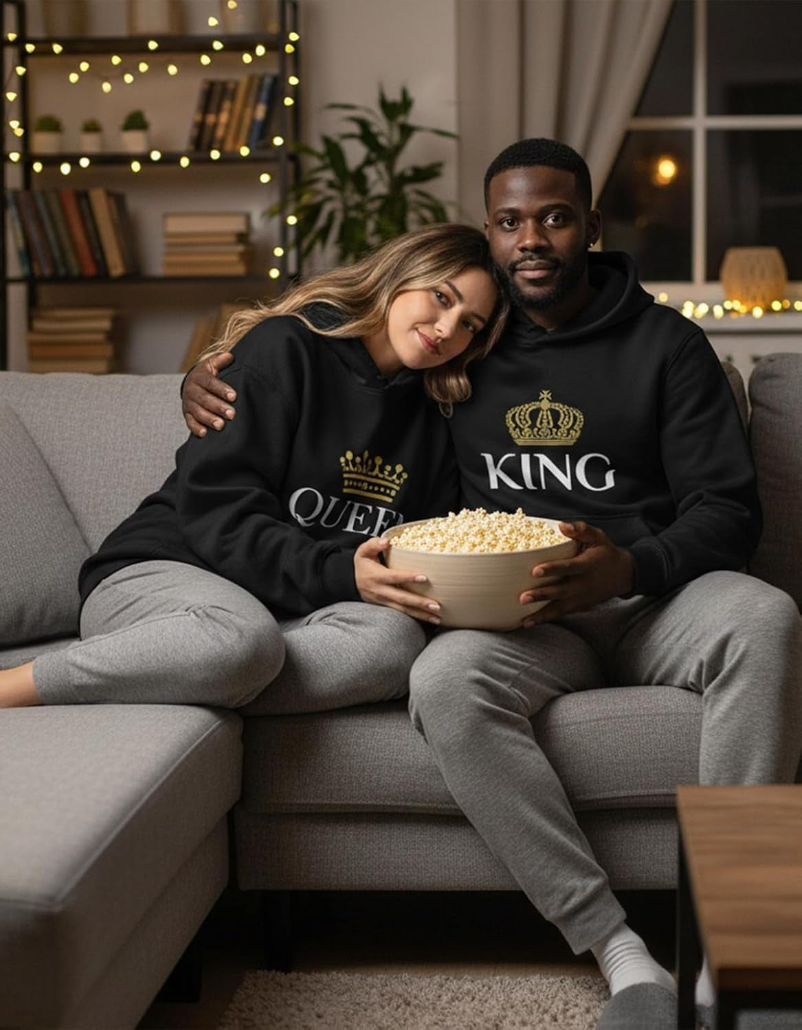 King Queen Matching Couple Hoodie Set His Hers Valentine'S Day