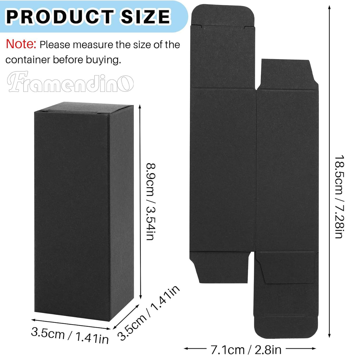 , 50 Pack Black Kraft Paper Lipstick Boxes Rectangle Bottle Reusable Lip Balm Packaging Cases Gift Wrapping Box for DIY (3.54X1.41X1.41)