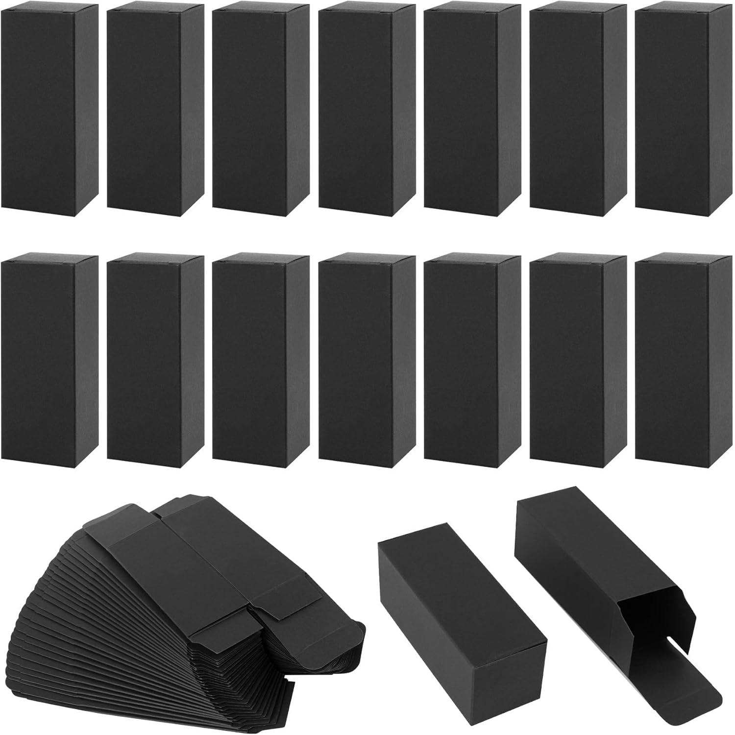 , 50 Pack Black Kraft Paper Lipstick Boxes Rectangle Bottle Reusable Lip Balm Packaging Cases Gift Wrapping Box for DIY (3.54X1.41X1.41)