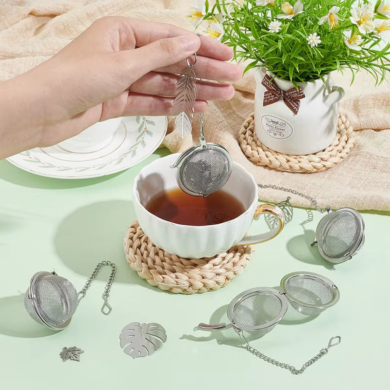 Stainless Steel 18/8 Espresso Tea Strainer Spice Seasoning Wire Mesh Soup Strainer Filter Tea Ball Infuser with Sugar Tong