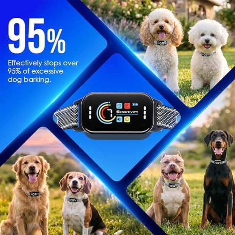 Dog Bark Collar, Auto anti Barking Collar for Large Medium Small Dogs 11-120Lbs, 7 Sensitivity Levels, 5 Safe Training Modes, Humane Bark Training Collar