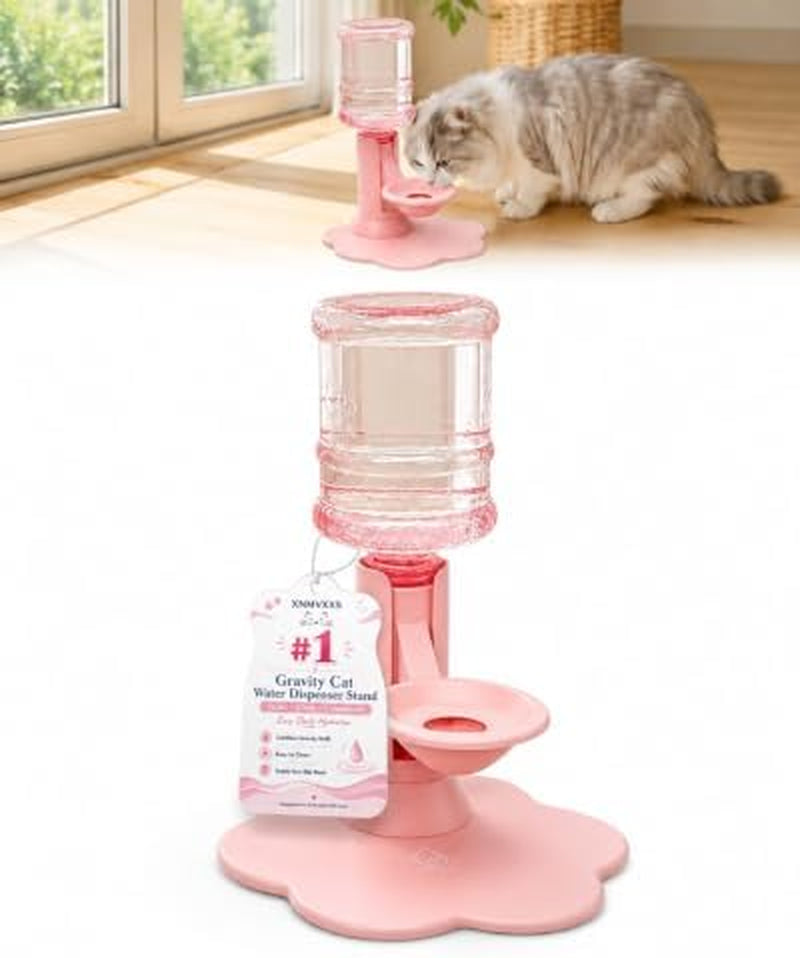 Gravity Cat Water Dispenser Stand Automatic Refill Elevated Bowl | Anti-Tip Suction Base with 650 Ml Bottles Filter-Free No Electricity Pet Waterer for Indoor Cats and Small Dogs