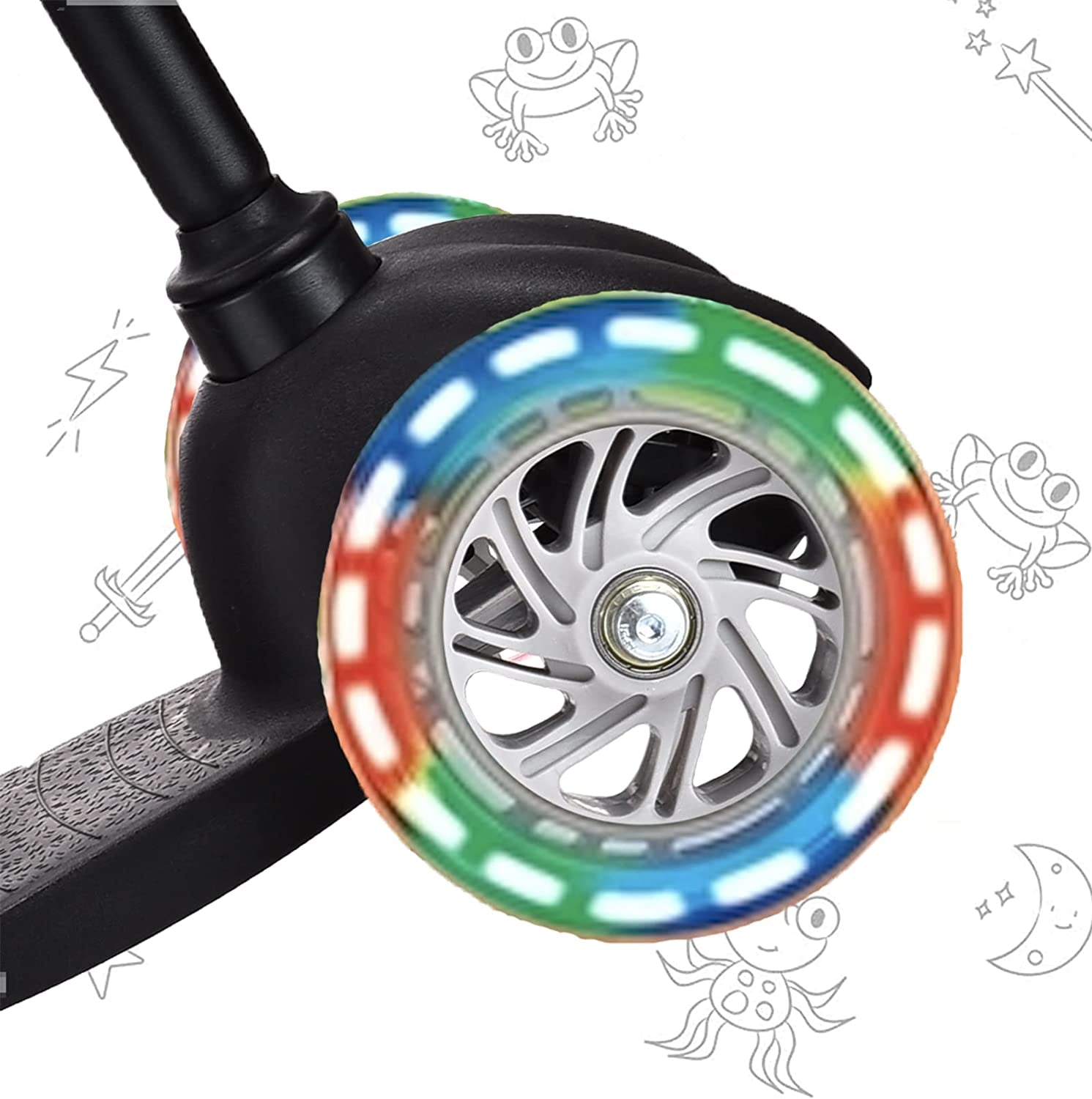 3-Wheel Kick Scooter for Kids Ages 3-8 Lean-To-Steer Toddler Scooter with Extra Wide Light up Wheels, 4 Adjustable Heights, Foldable Scooters for Boys & Girls, Max Weight 110Lbs
