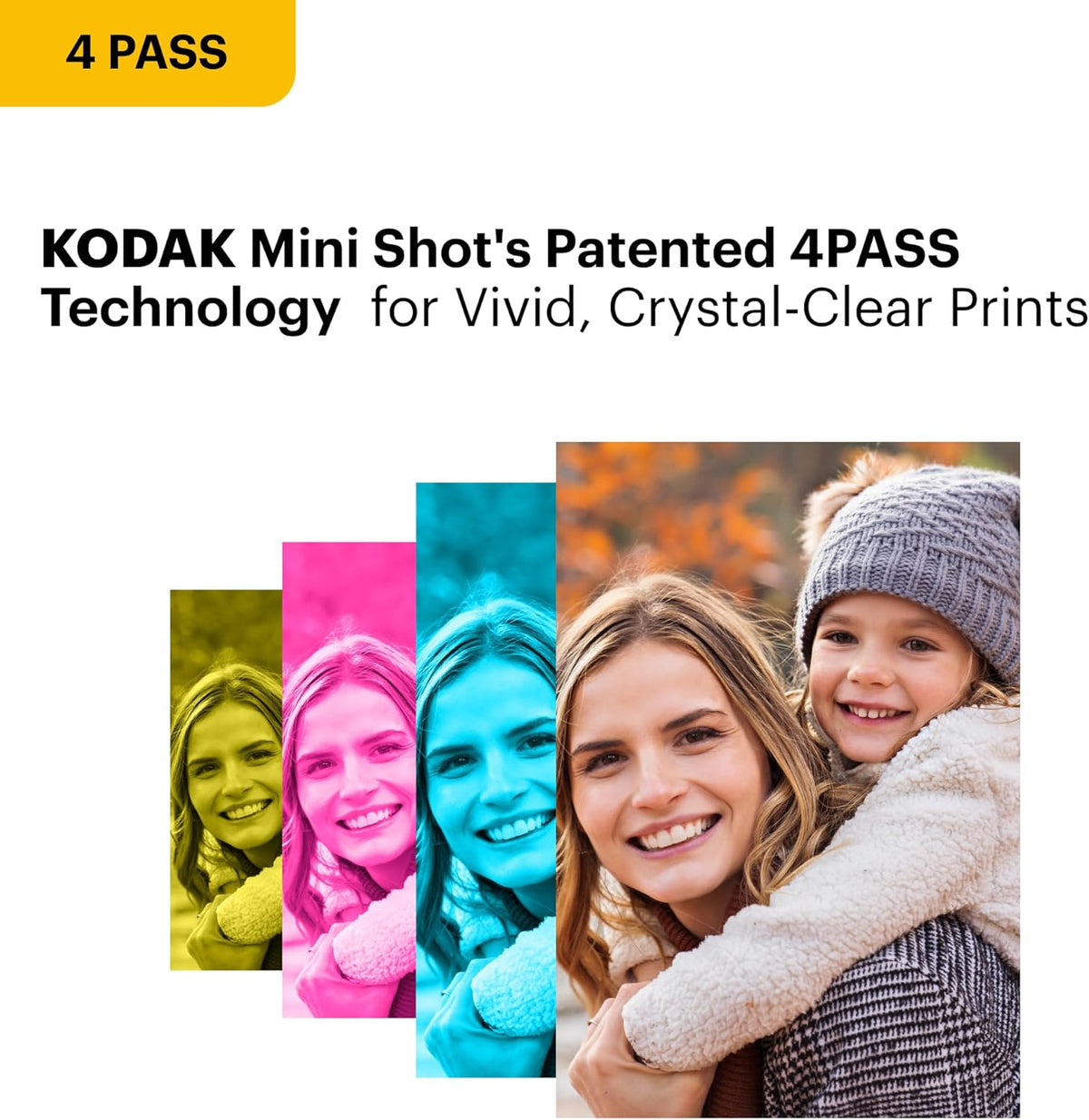 KODAK Mini 2 Retro 4PASS Portable Photo Printer (2.1X3.4 Inches) + 8 Sheets, Black