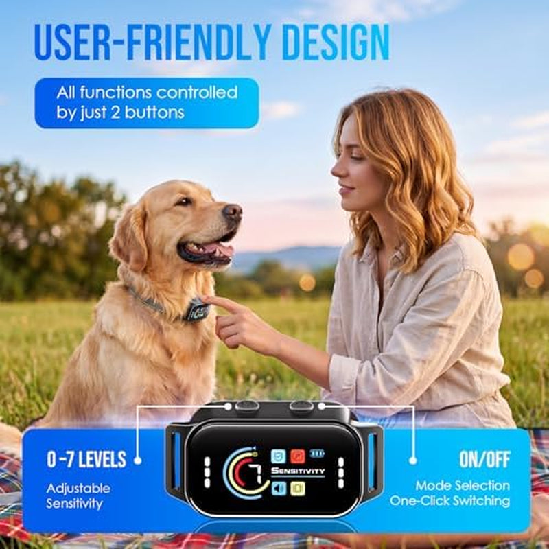 Dog Bark Collar, Auto anti Barking Collar for Large Medium Small Dogs 11-120Lbs, 7 Sensitivity Levels, 5 Safe Training Modes, Humane Bark Training Collar