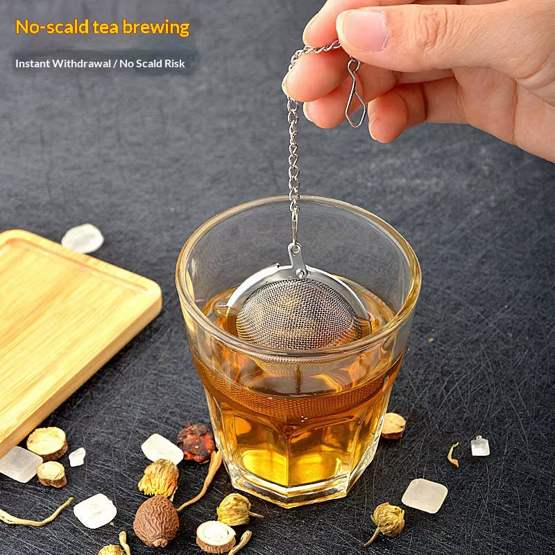 Stainless Steel 18/8 Espresso Tea Strainer Spice Seasoning Wire Mesh Soup Strainer Filter Tea Ball Infuser with Sugar Tong