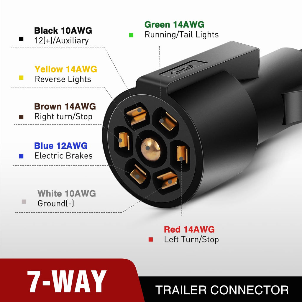 7Way 12FT 7 Way Trailer Extension Cord Heavy Duty