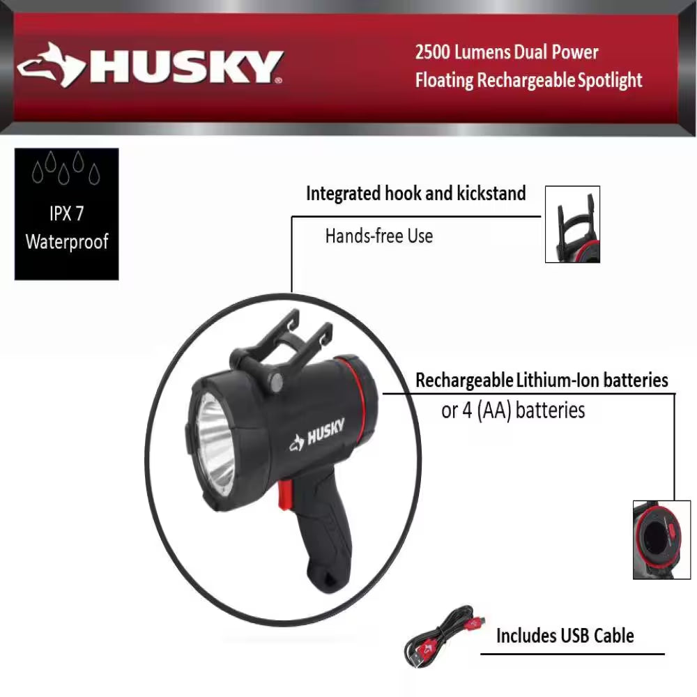 2500 Lumens Dual Power LED Rechargeable Floating Spotlight