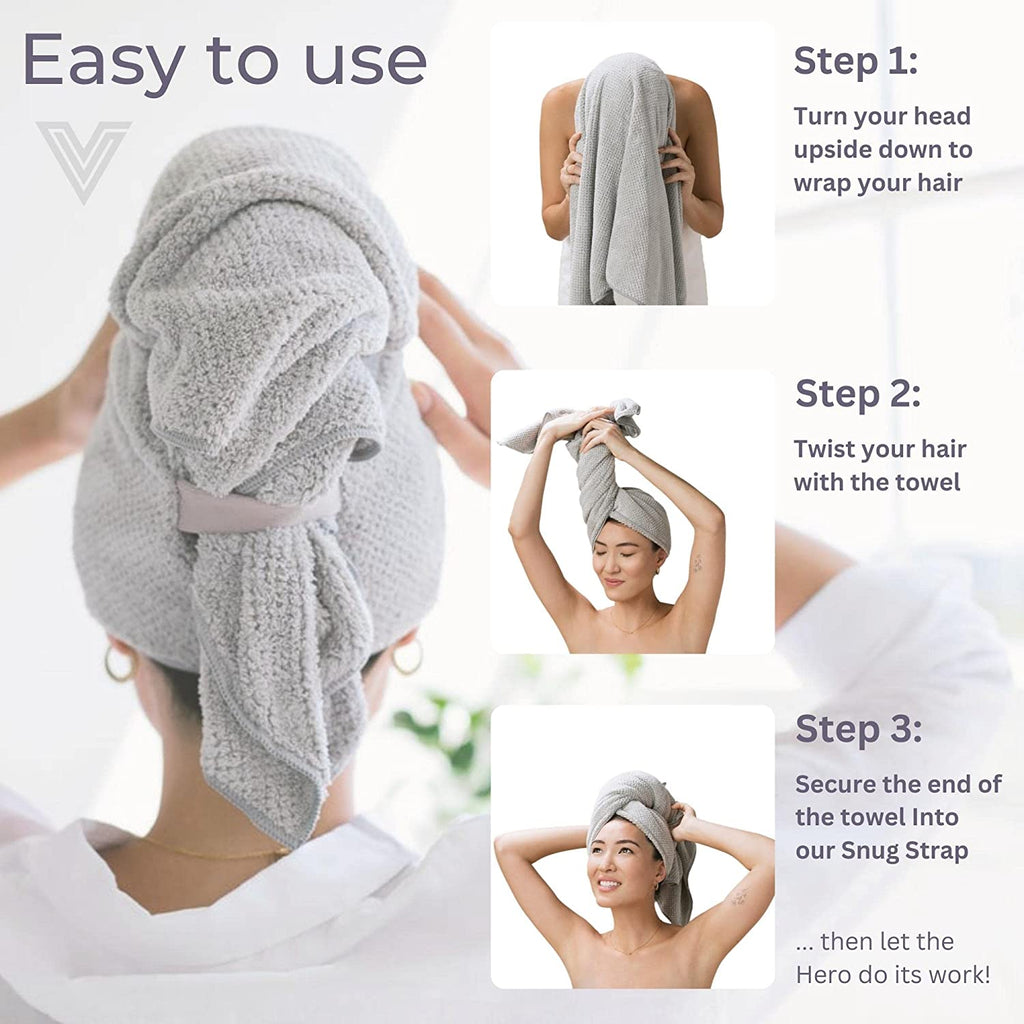 Hero Capri Blue Hair Towel | Ultra Soft, Super Absorbent, Quick Drying Nanoweave Fabric | Reduce Dry Time by 50% | Towel Wrap for All Hair Types | anti Frizz & anti Breakage | Reusable Packaging